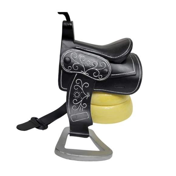 Battat Doll Toy Horse Riding Saddle With Stirrups- Blk Slv, Blk Boots, & Brush - Picture 4 of 12